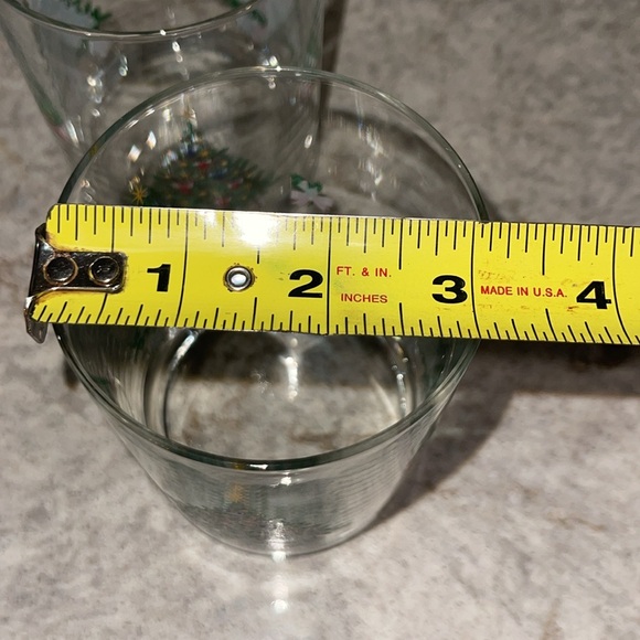 2 Vintage Christmas Tree Glass Low Ball Eggnog Drinking Glasses Textured Xmas - Picture 8 of 8